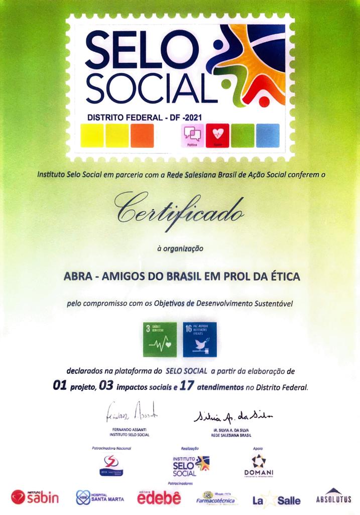 Certificado Selo Social DF 2021